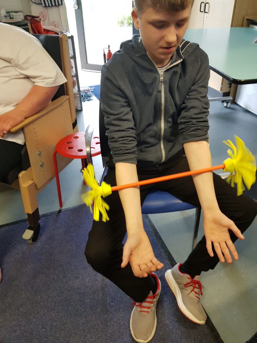 ASNRossHigh's tweet photo. It was too wet for the big top outside but we brought the circus indoors today. Orange class getting to grips with some of the tricks they were taught in circus workshops #TheGreatestShowman #thematicproject #HWB https://t.co/M9421tiZ1s