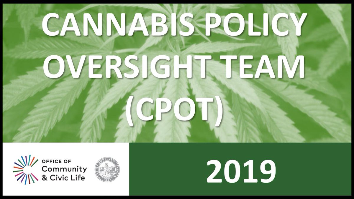 comm_civic_life's tweet photo. The @CannabisProgram Cannabis Policy Oversight Team (CPOT) will meet this evening to discuss priorities and public engagement. Fun fact: These meetings are all open to the public. Learn more: https://t.co/des89RXIOX #cannabis #cannabispdx https://t.co/wm9UOVcAB4