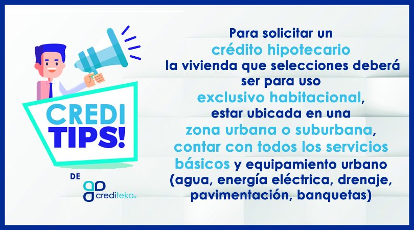 crediteka's tweet photo. #CrediTips
Además de la evaluación que la institución financiera te hace como solicitante del #CréditoHipotecario, también le hace una evaluación a la casa que se quedará como garantía, aquí nuestra recomendación https://t.co/qn7eEYzCL3