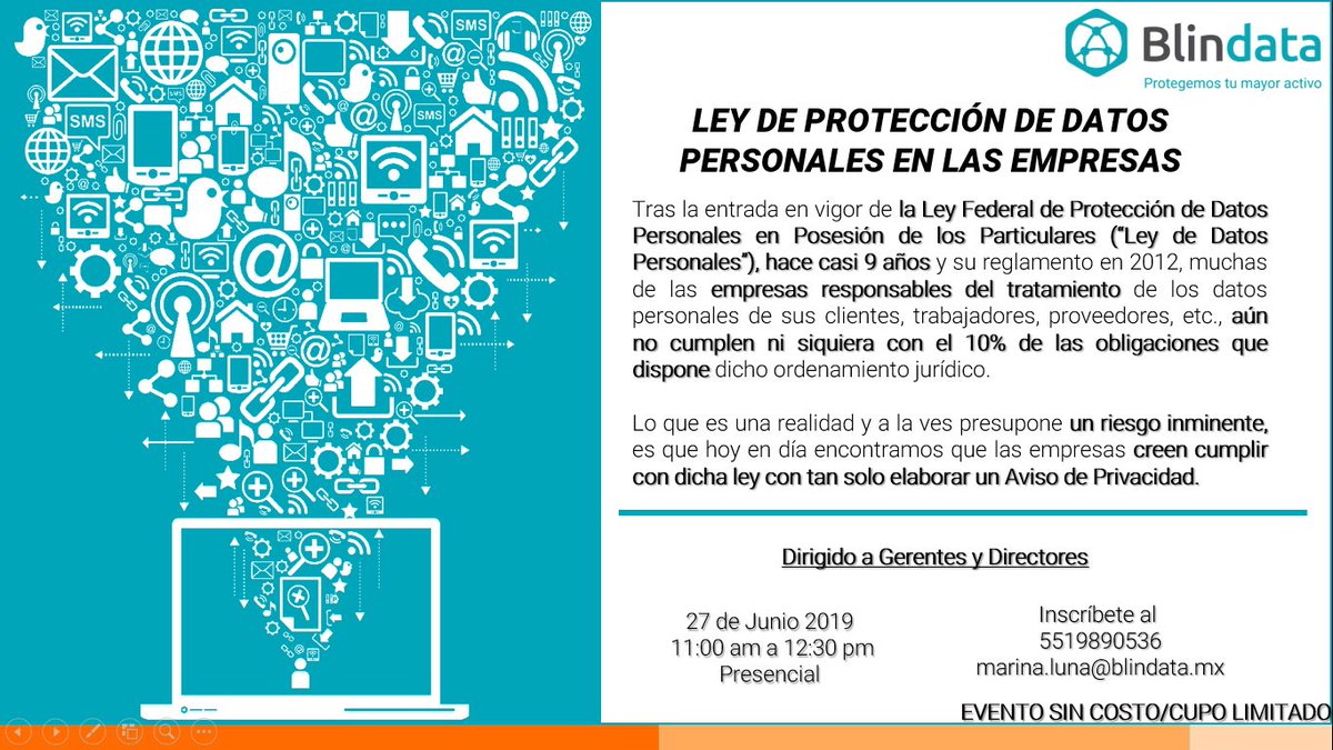 blindatamx's tweet photo. #BLINDATA
El INAI podrá verificar en cualquier momento en las empresas el cumplimiento de la Ley de Protección de Datos Personales.
¿Tu empresa está lista para esta visita?
Blindata te invita a participar en esta charla informativa.
¡Inscríbete cuanto antes!
#DatosPersonales https://t.co/kSCvMtZreL
