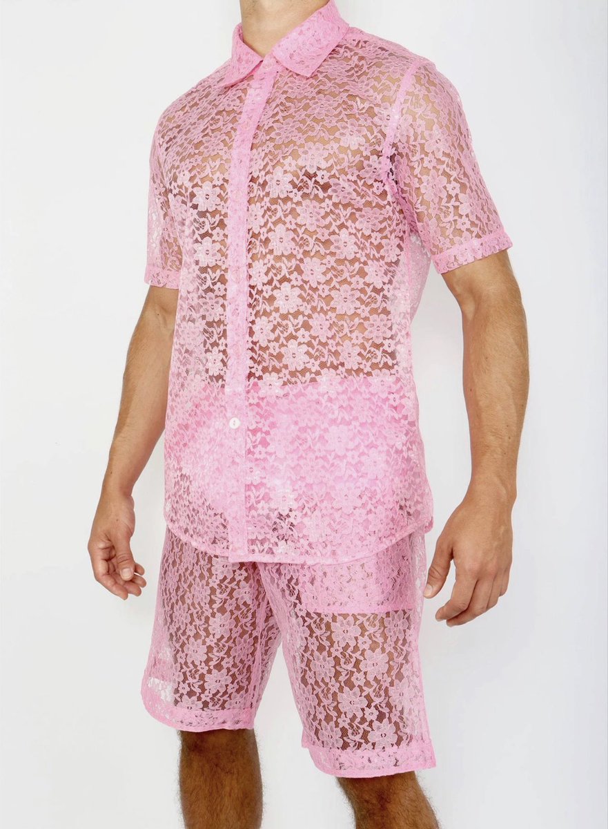 diddlywiddly's tweet photo. Lace shorts and matching shirts are the new thing for men this summer https://t.co/O2Ndr1XWoN