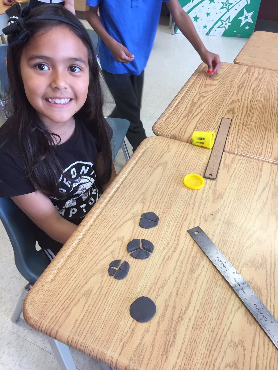 MaronMrs's tweet photo. Grade ones enjoyed learning about fractions today. So much fun creating wholes, halves, thirds and fourths with play dough! https://t.co/YpsnSqlodo