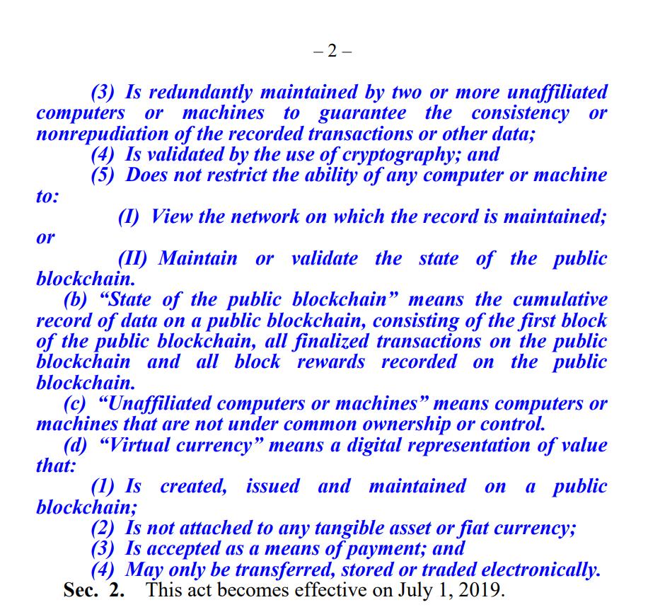 propelforward's tweet photo. #Nevada passes SB 164; classifies some #virtualcurrency assets as intangible personal property and "exempt from taxation" in the state; includes definitions of "public #blockchain" "state of the public blockchain” “Unaffiliated computers or machines.” Let's dive in. /1 https://t.co/f6Q3qcLggs