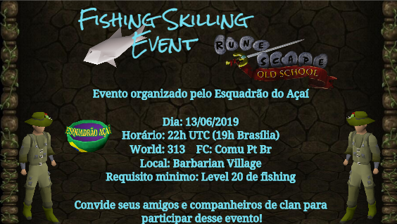 EsquadraoDoAcai's tweet photo. Event Skilling - Fishing

Mais um evento realizado pelo Esquadrão do Açaí! Dessa vez, um evento de Skilling com chance de premiação para quem comparecer até o final!

Dia 13/06
Horário: 22:00H UTC (19:00H Brasília)
World: 313 - Barbarian Village Fishing Spots

Host: J essica https://t.co/8tGzy4ba76