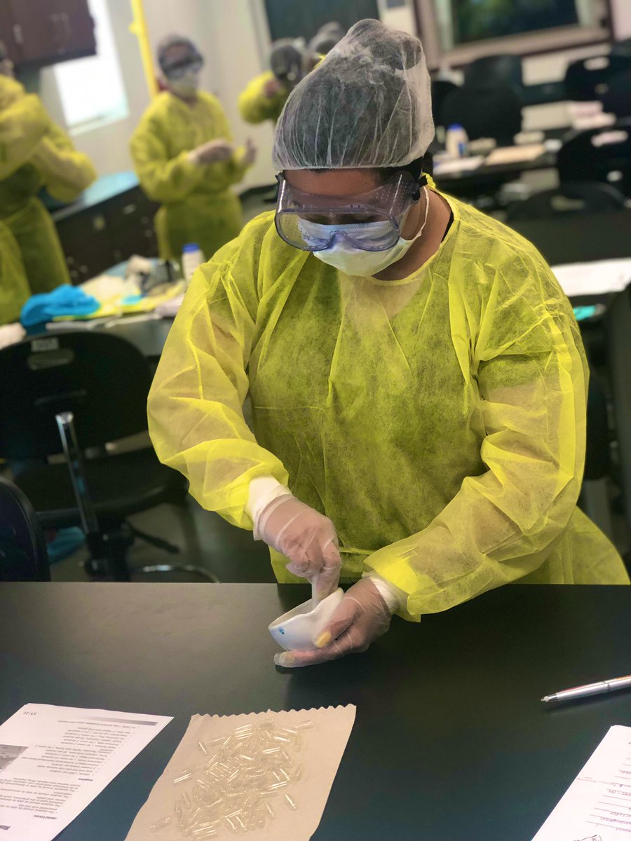 AldineISD's tweet image. Aldine ISD high school students practice putting on personal protective equipment before creating placebo gel capsules during the Be A Health Hero Summer Camp at @BlansonCTEHS. #healthscience #AISDSUMMERCAMP