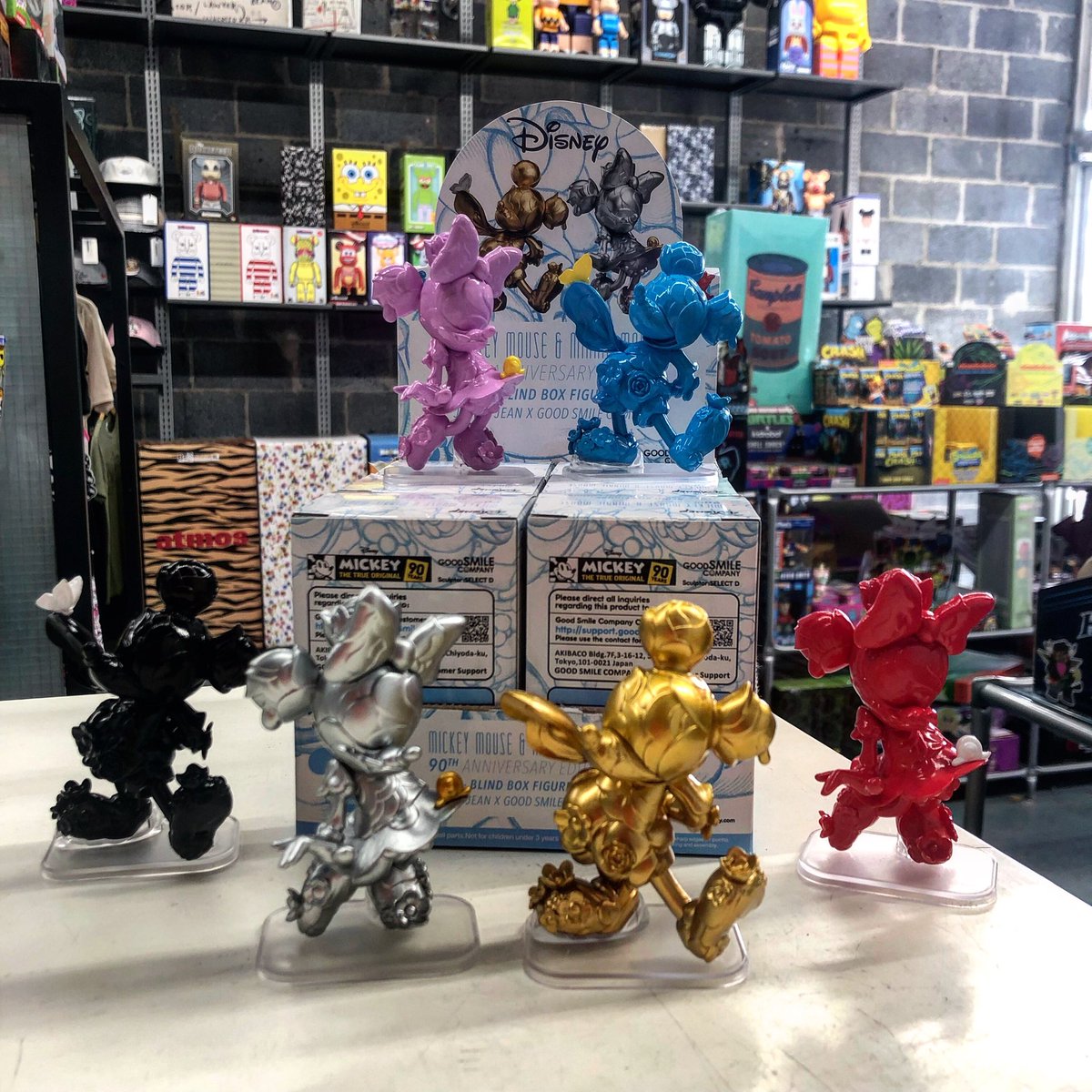 LiftDetroit's tweet photo. The James Jean x Good Smile Company Mickey &amp; Minnie Mouse 90th anniversary blind box figures are now available in store and online shortly. If you purchase a full case you are guaranteed every color! https://t.co/6pLKOVtgbJ