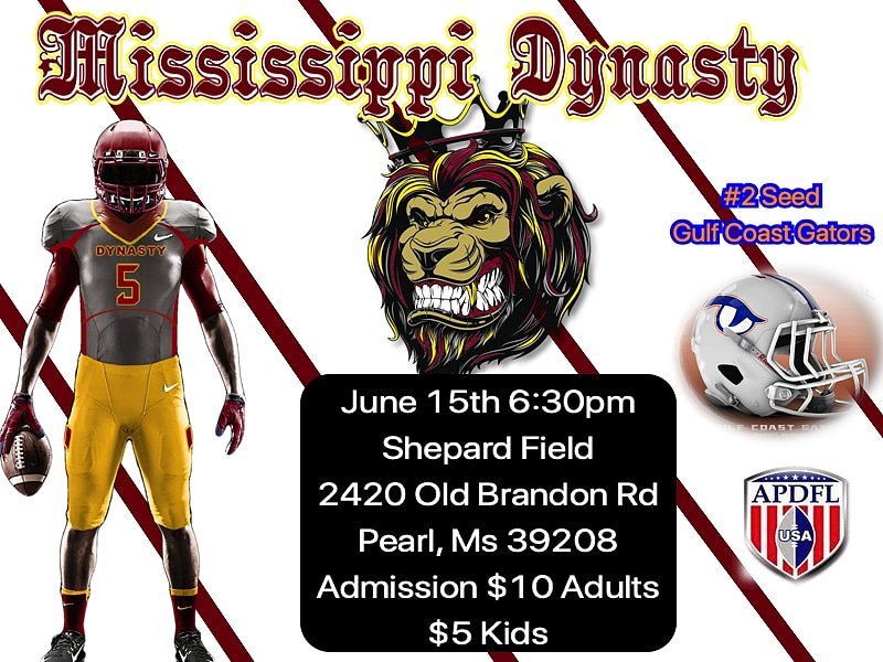 msdynasty15's tweet photo. CONFERENCE CHAMPIONSHIP 
Last game played in Mississippi this year! Come support the Dynasty as we quest for a 3rd straight title! WE NEED EVERYONE THERE! https://t.co/SNNN7BmJO6