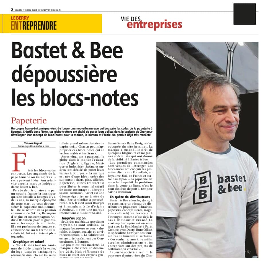 bastetandbee's tweet photo. Un grand merci à @leberry_fr pour ce très bel article sur Bastet &amp; Bee par Thomas Migault @toma58 et superbe photographie par Pierrick Delobelle @pierrickd ○•° #bourges #presse #entreprendre #bastetandbee https://t.co/ROFGSL8hrv