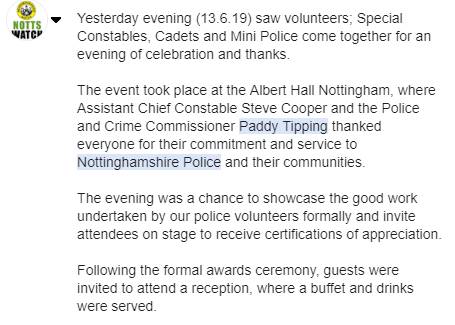 NottsWatch's tweet photo. Well done and thank you to everyone who has helped @nottspolice and their communities including the Assistant Chief Constable Steve Cooper and the Police and Crime Commissioner @PaddyTipping.

#nottswatch #nottspolice #greatservice https://t.co/HcvA5YNxpp