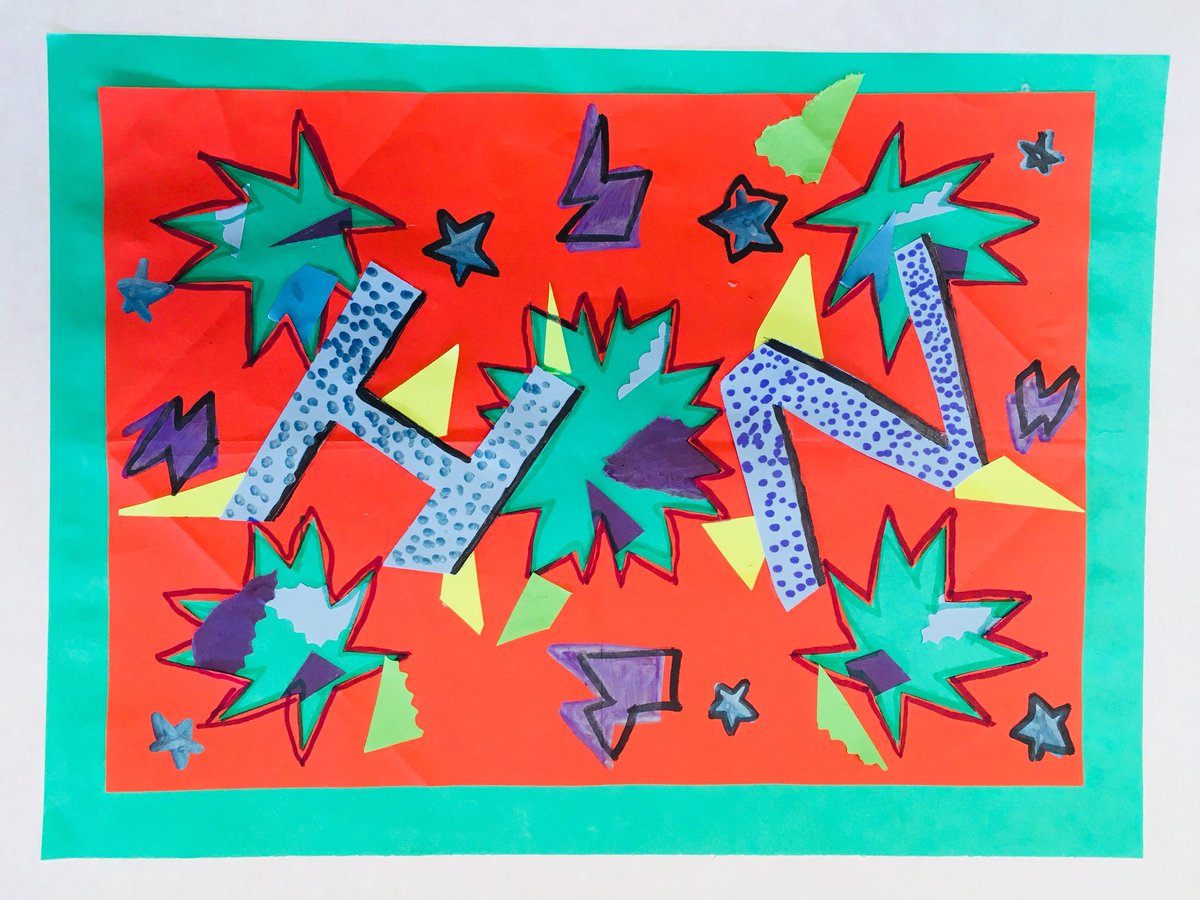 BOOM💥 check out what our lovely P7 visitors produced with Mrs Mac during this week’s primary transition days! Taking inspiration from Pop art/comic graphics they created funky typography initials for their art folders. 
Had a peek through transition sketchbooks too@IHSupdates