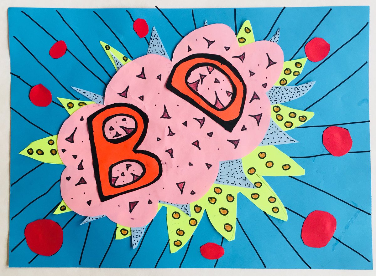 InverkeithingA1's tweet photo. BOOM💥 check out what our lovely P7 visitors produced with Mrs Mac during this week’s primary transition days! Taking inspiration from Pop art/comic graphics they created funky typography initials for their art folders. 
Had a peek through transition sketchbooks too@IHSupdates https://t.co/7hIspELhQA