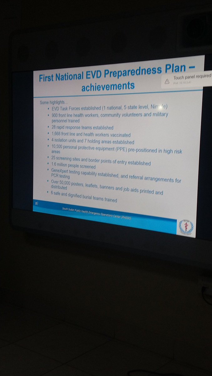 HelenLewis_UK's tweet photo. Important launch by Hon. Riek Gai Kok of South Sudan's updated National EVD preparedness plan, standing ready to support with #ukaid partners and all 'enemies of Ebola', time to get down to state level and all parts of the country, building lasting health capacity @HPFSouthSudan https://t.co/g83QrzVrEs