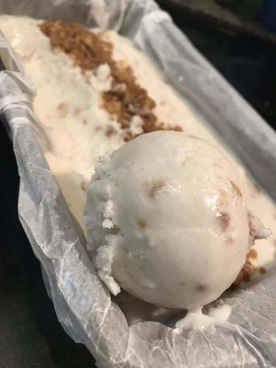 Vegan cheesecake ice cream with graham cracker crust crumbles 