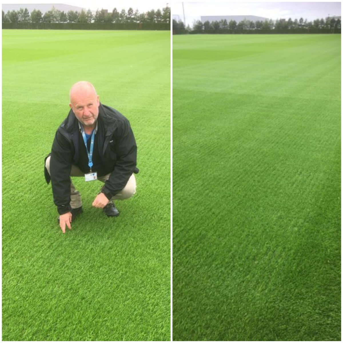 MansfieldSand's tweet photo. Gary Cunningham called in at Manchester City training facility (CFA) today to see Grounds Manager Roy Rigby and check how the fibre rootzone pitches where progressing. The pitches look in great shape ready for the hard season ahead.
#mansfieldsand #fibrerootzone https://t.co/FtOyICPPK0