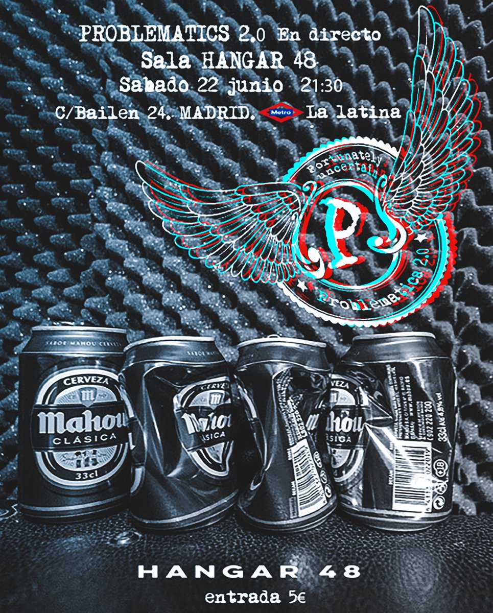 ProblematicsR's tweet image. Recuerden amig@s Problematic@s, próximo sábado 22 en @Hangar48Madrid noche de #rock 
No te lo pierdas y vente a echar una bailes con nosotr@s¡¡
#GoProblematics #FortunatelyUncertain