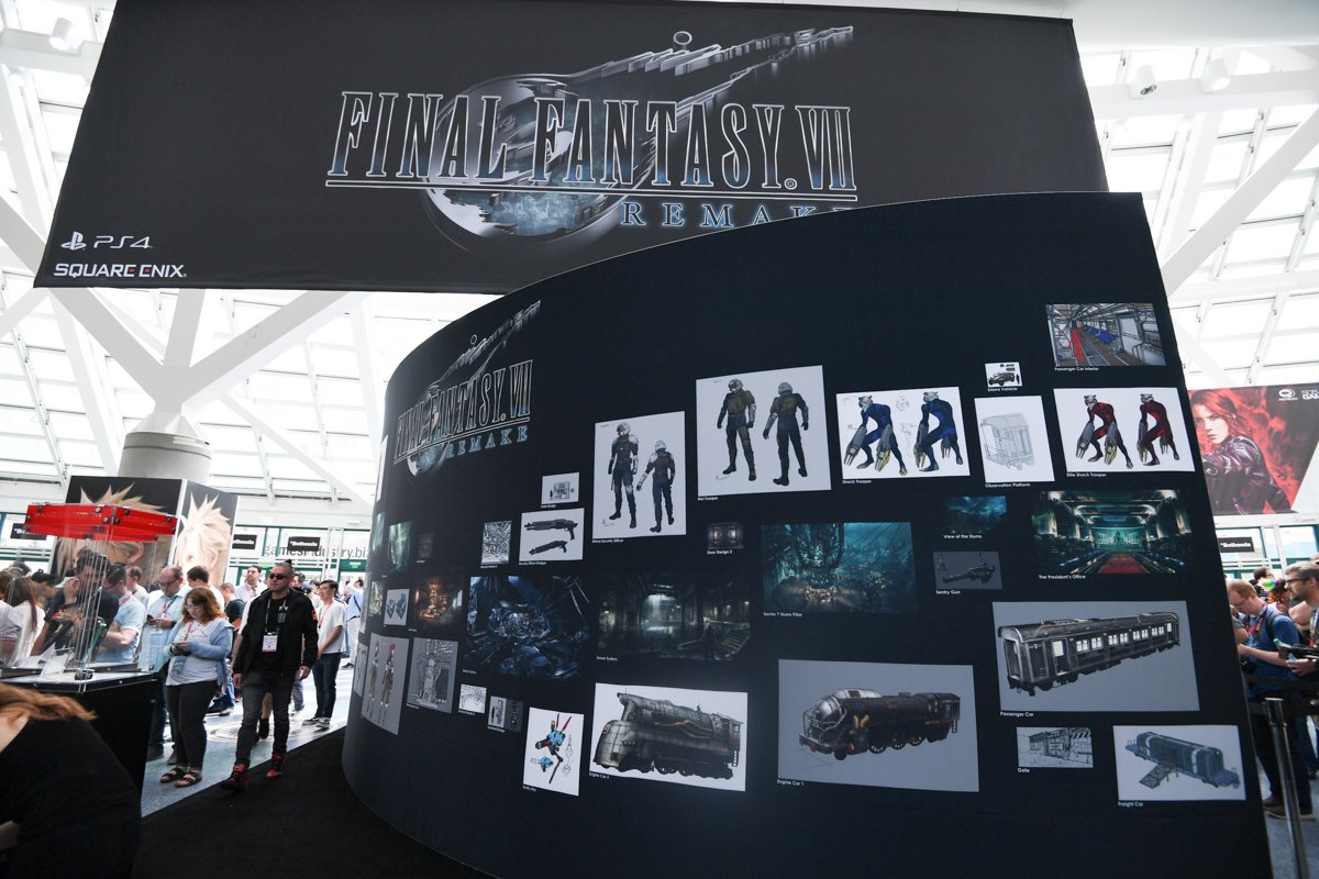 SquareEnix's tweet photo. Hope everyone is enjoying the #SquareEnixE3 ride so far! Before #E32019 Day 3 ends, be sure to stop by our @FinalFantasyVII Remake Hardy Daytona for a photo and see some of the concept art behind the game. https://t.co/SdU0R5LFN2 https://t.co/67Awy7j8Iz