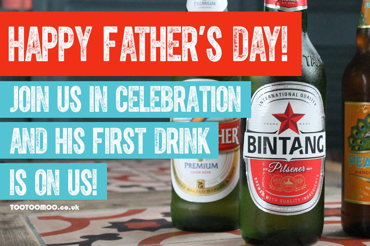 IamTootoomoo's tweet photo. Father's Day is nearly here! Join us in celebration and his first drink is on us! Cheers to that - https://t.co/FsHTXvO8Yr 🍺 🍺 🍺 #fathersday #tootoomoo https://t.co/1NzjeGkLZR