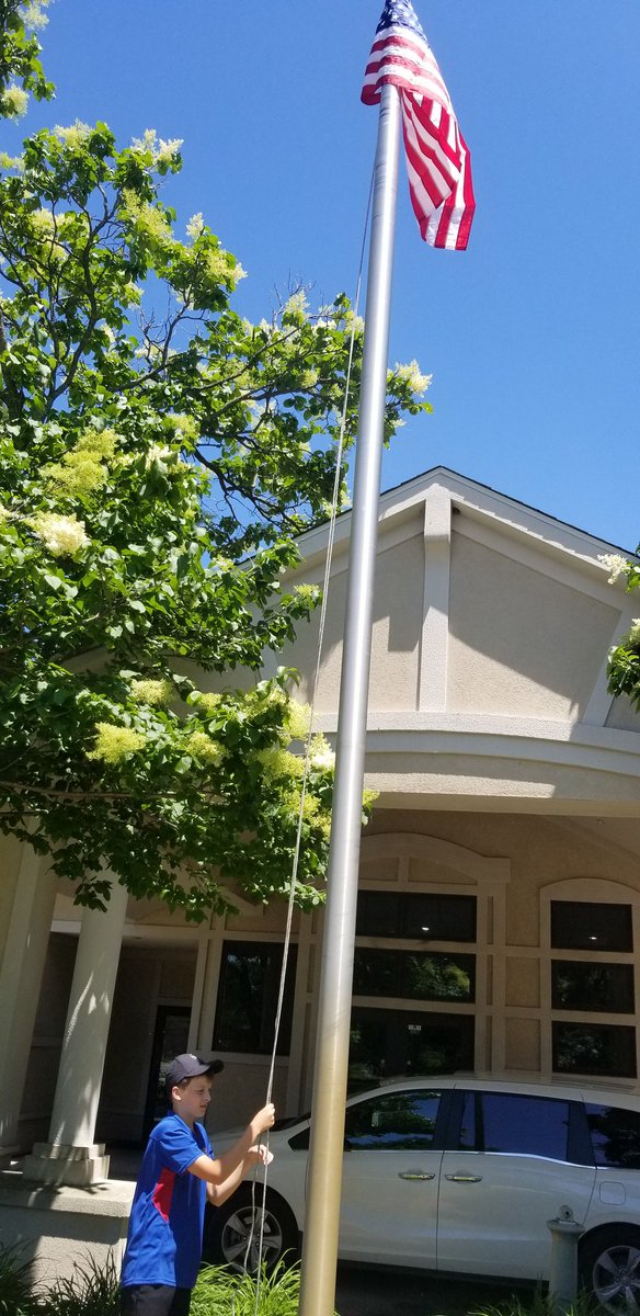 SuperTimG132's tweet photo. Member @RestorationFlag Liam Wilcox came out to replace/retire our worn out flag before #flagday He is 14 and started this last year and has replaced/retired 182 flags in the community. He has been recognized by state officials as well as receiving a letter from @realDonaldTrump https://t.co/vTdgRjufjx