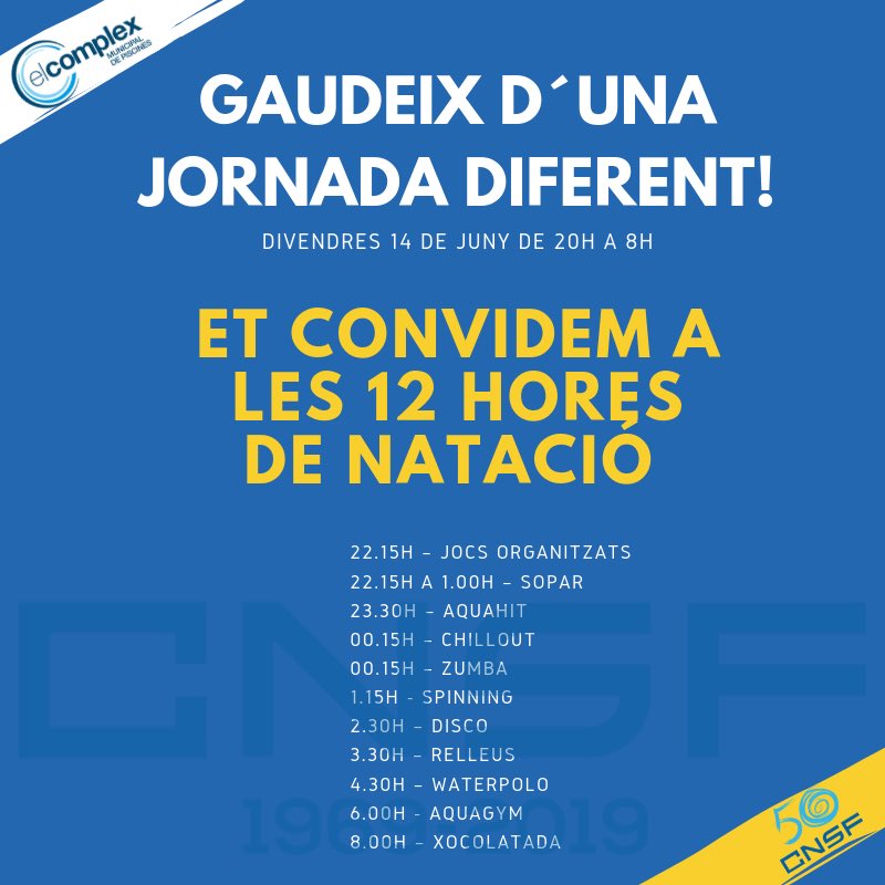 cnsf_info's tweet photo. Us hi esperem a tots demà a partir de les 20:00 al @elcomplex_sf #12H #somCNSF 💥🎊🥳 https://t.co/Oo1hN3jwXm