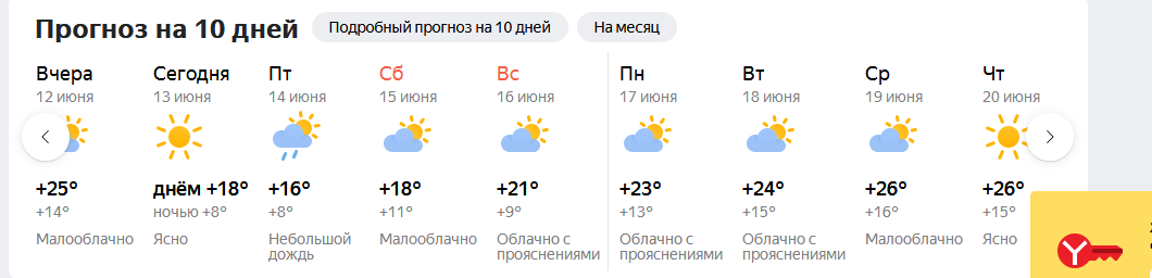 Але погода на 10 дней