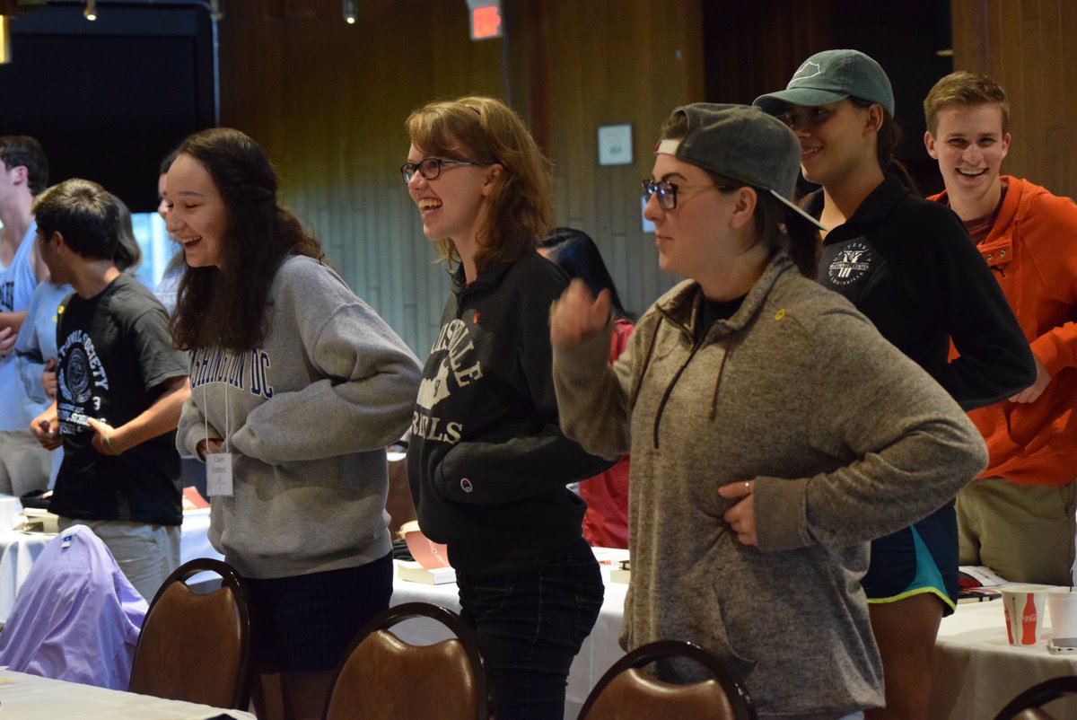 ULmCenter's tweet photo. Sometimes you just have to take a moment to breathe! Some of our #McScholars practice breathing exercises at #McRetreat https://t.co/wx9hXhgSOZ