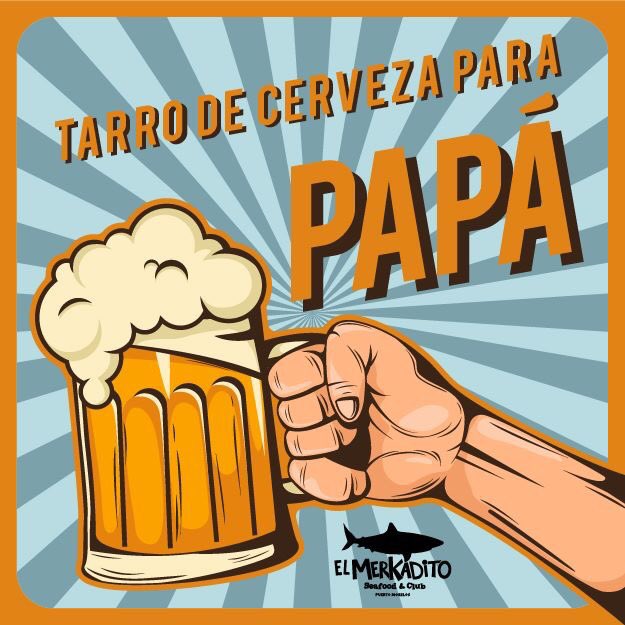 Este día del padre en #ElMerkadito queremos festejar a todos los papás y los recibimos en su día con 1 tarro de cerveza de cortesía. 🍺🤩🎊