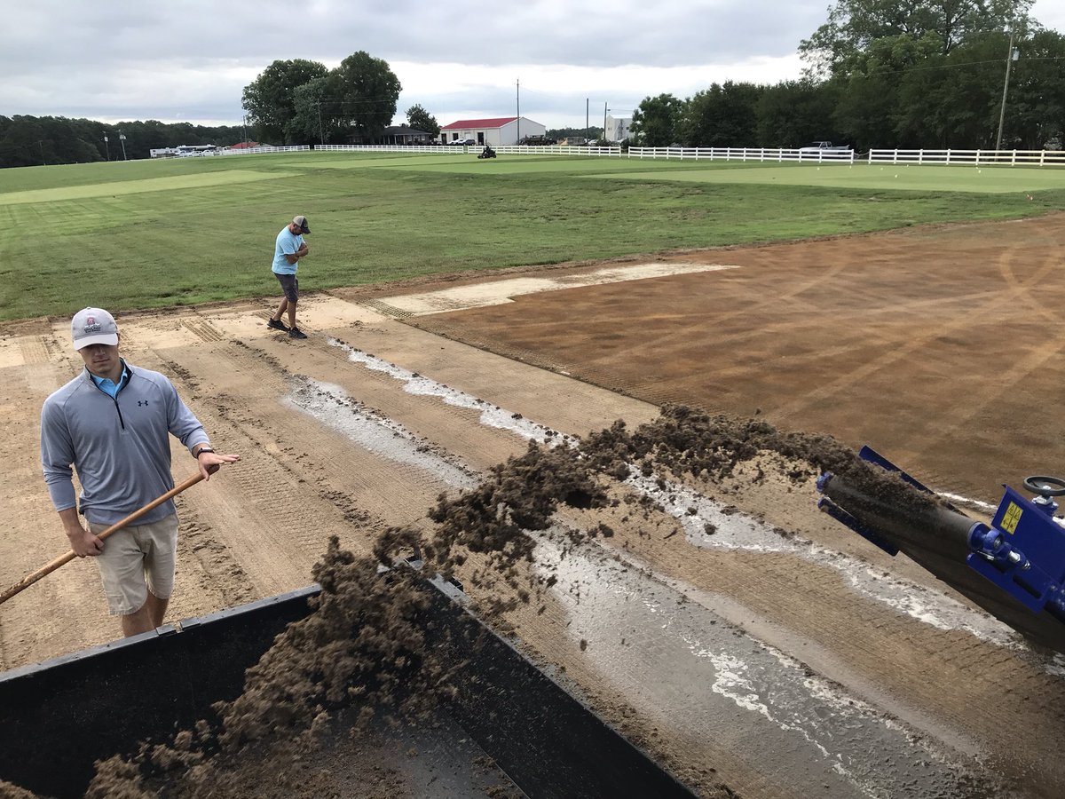 BenjaminGragg1's tweet photo. @sgreenups Fraze mowing out @TravisWGannon old green so a new one can be installed. @mccauleyturf @NCSUTurfgrass https://t.co/0XOp28eFcB