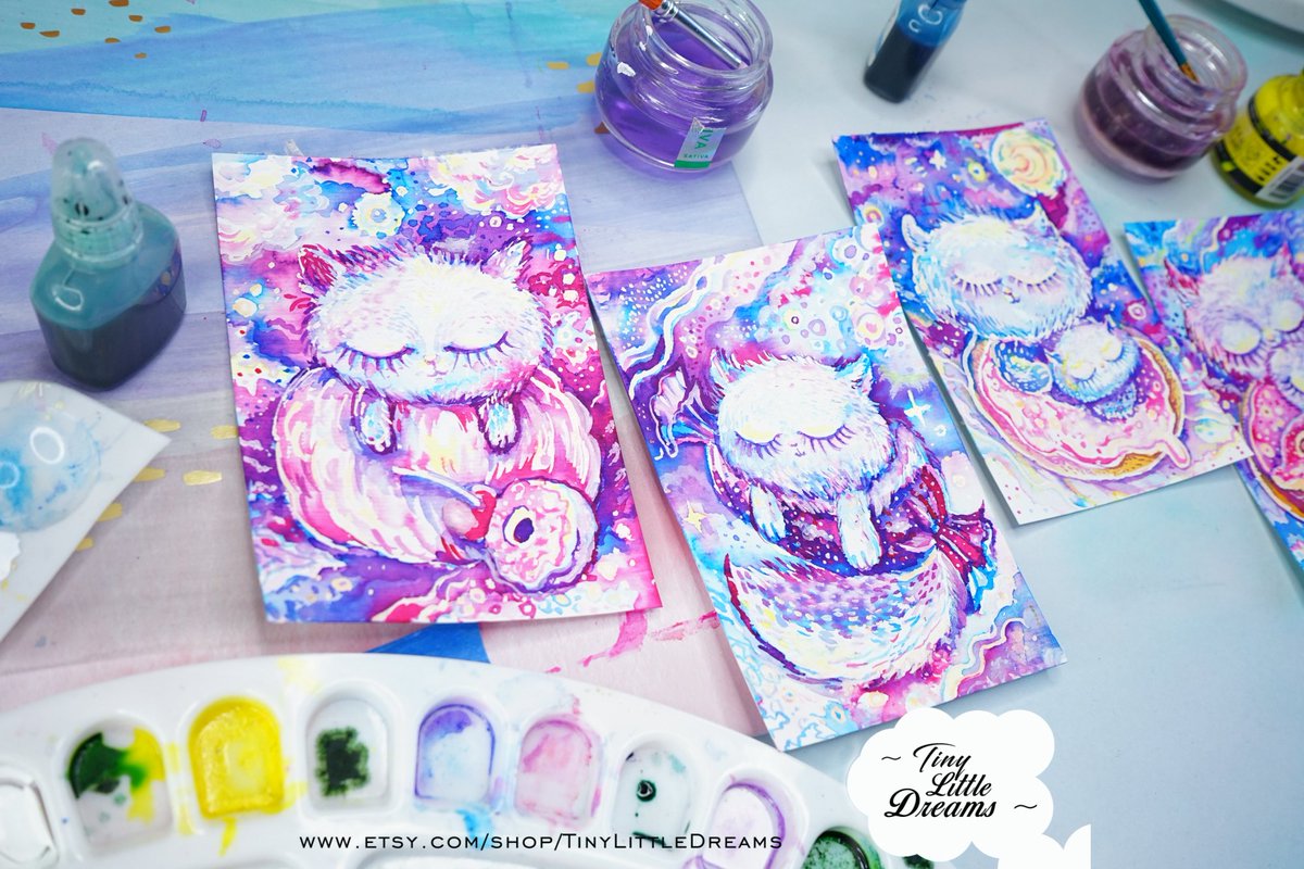 New collection is with CATS & GALAXIES is OUT! on TinyLittleDreamers.com
My daughter gave me inspiration for this series <3 

Follow #TinyLittleDreams to see all of the cuties :) 

#cat #art #cats #watercolors #LanaChromium #galaxy #dreamers #nurserydecor #kidsroomdecor