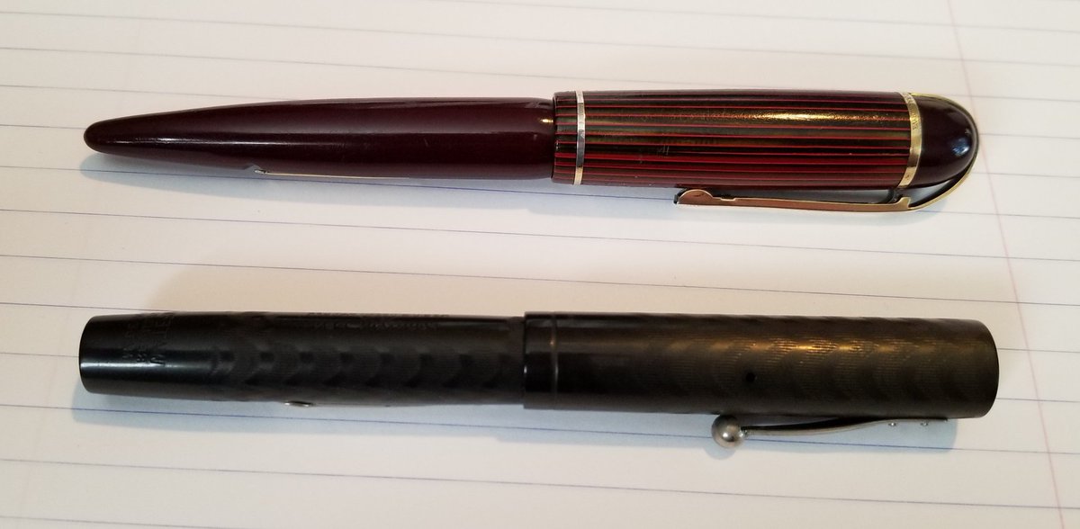 AnnPeek's tweet photo. It's a 2 new #fountainpens kind of week. #eversharpskyline #watermans52v #vintage #1940something #1920something #nib #ink #writing #FountainPenGeeks #FountainpenNetwork #collection https://t.co/N5DHVbFLWF