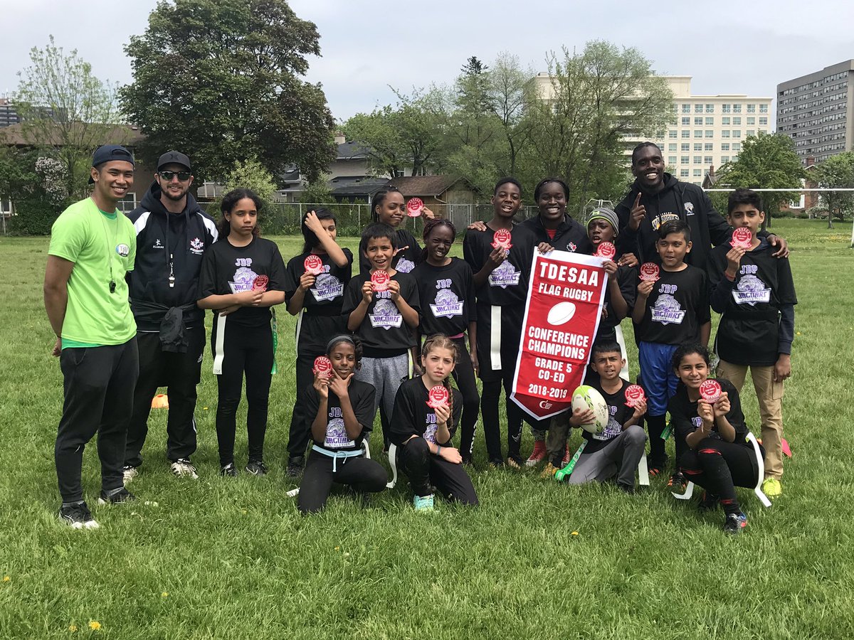 tdsb_JDP's tweet photo. We are so proud of our JDP Jaguars. Our first year playing Flag Rugby and winning Conference Finals. Go Jaguars Go! Looking forward to City Finals. #rugby #funinsport #TDESAA https://t.co/xQiuYbrVU8