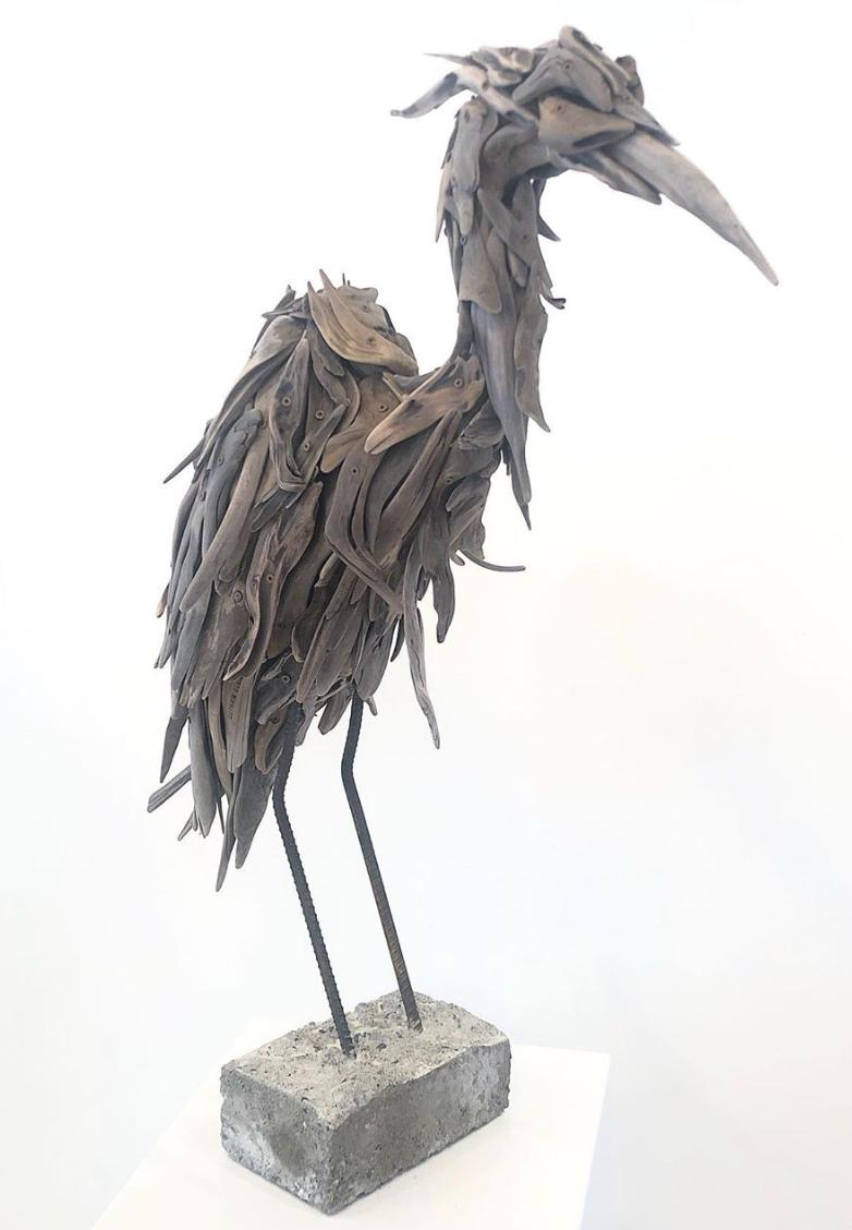 MadronaGallery's tweet photo. New arrival from Guthrie Gloag! In this work, “Endure”, the pieces of driftwood come together to form the breezed feathers of a Heron in waiting. The animal evokes both a feeling of ease and undisturbed focus. Visit the gallery to see this beauty in person! https://t.co/DADvZLQcal