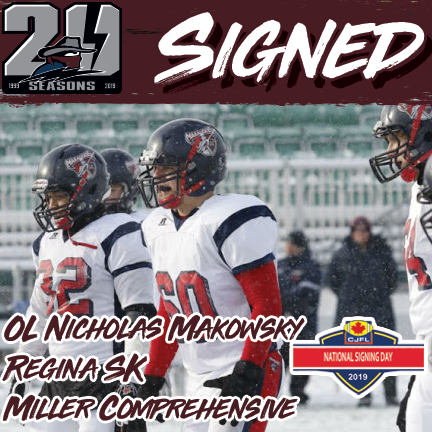 The Regina Thunder announce the #CJFLSigning of Nicholas Makowsky. We are really looking forward to what he can bring to our offensive line.  #committothegrit** Like &amp; Share/Retweet this post for a chance to win 4 Thunder Season Tickets and a $100 Thunder Clothing Voucher **