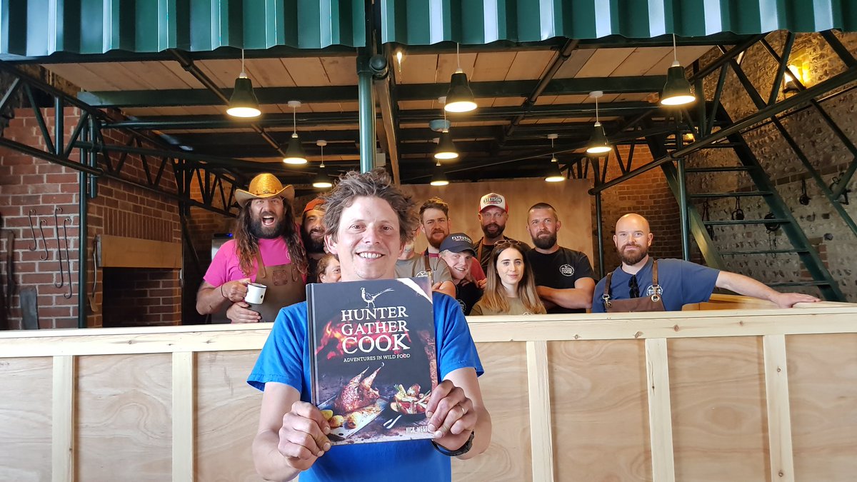GMCbooks's tweet photo. We were delighted today to celebrate a dual launch for Hunter Gather Cook celebrating Nick Weston's #cookbook & his new barn venue. Well done on a fantastic evening Nick & a massive thanks to you & your team! #HunterGatherCook https://t.co/6E3ArPkXoo