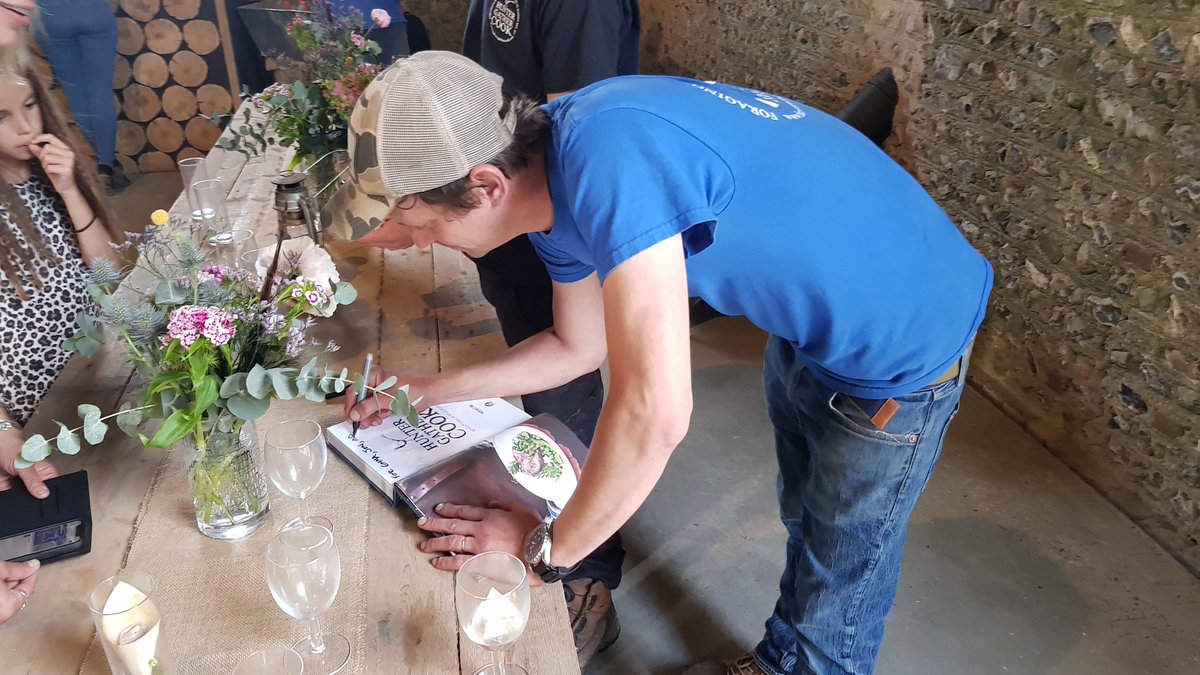 GMCbooks's tweet photo. We were delighted today to celebrate a dual launch for Hunter Gather Cook celebrating Nick Weston's #cookbook & his new barn venue. Well done on a fantastic evening Nick & a massive thanks to you & your team! #HunterGatherCook https://t.co/6E3ArPkXoo