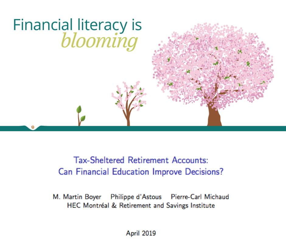 Annamaria Lusardi (@dr_annalusardi) on Twitter photo The field of #finlit is blossoming and documenting the importance of financial education as well. An example is the paper: Tax-Sheltered Retirement Accounts: Can Financial Education Improve Decisions? by Philippe d'Astous: bit.ly/2Ga4Vup 
 #finlitblooms #FinEdWorks The field of #finlit is blossoming and documenting the importance of financial education as well. An example is the paper: Tax-Sheltered Retirement Accounts: Can Financial Education Improve Decisions? by Philippe d'Astous: bit.ly/2Ga4Vup 
 #finlitblooms #FinEdWorks