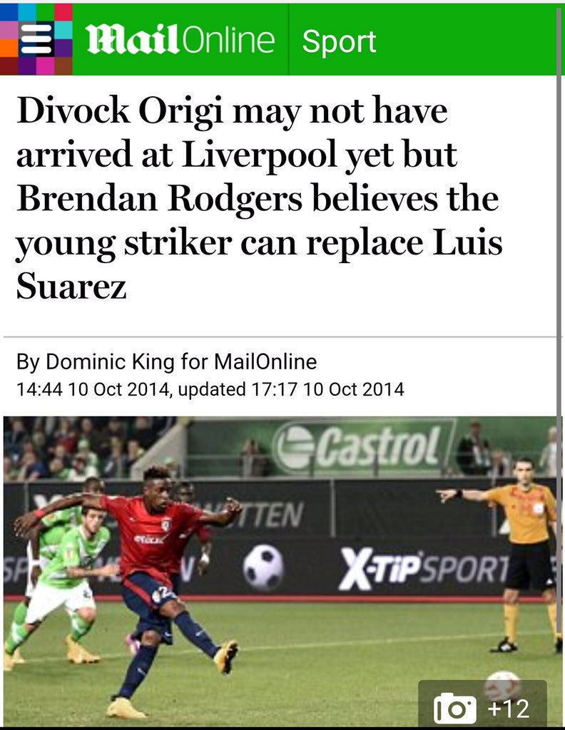 TheFootbaIlHub's tweet photo. Never ever doubt my ability to spot a player. I called it about Divock Origi years ago https://t.co/KuSWWOnkP5