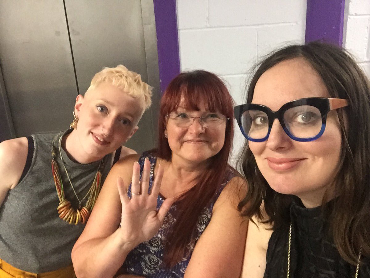 WIP_live's tweet photo. Thank you Guilty Feminist  @DeborahFW fantastic 2 b @ your Woking show. Thank you for supporting our women’s centres @WSCWoking @BethCentre @WomenMATTA &amp; grassroots feminist organisations 🌻💐🌷 https://t.co/jME3g6HoZZ