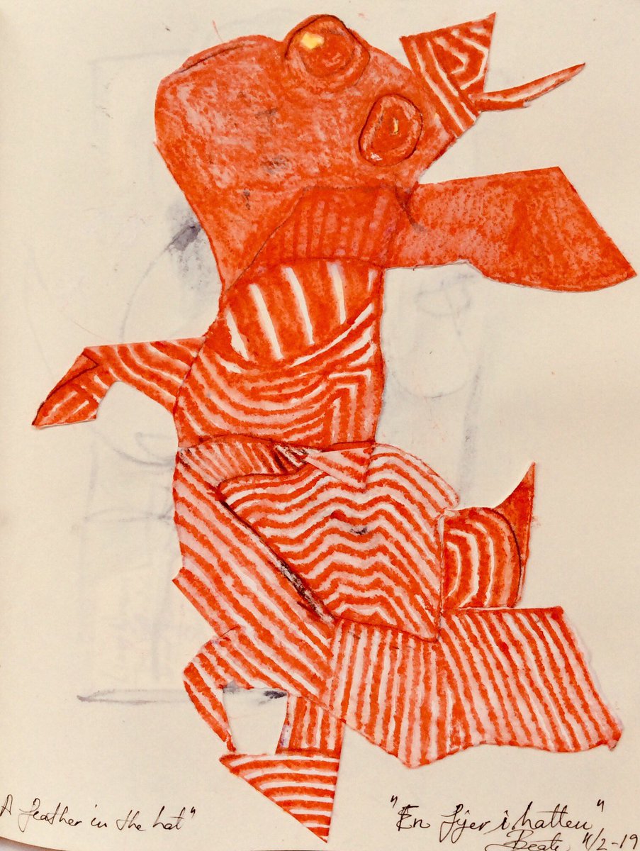 beateshallcross's tweet photo. Lately I’m playing around with strips of thick water colour paper that I’ve decorated in patterns and then all of a sudden this little being pops out. I do love when that happens...the medium taking over and dancing a few steps without me unexpectedly... https://t.co/wqSo74I4yi