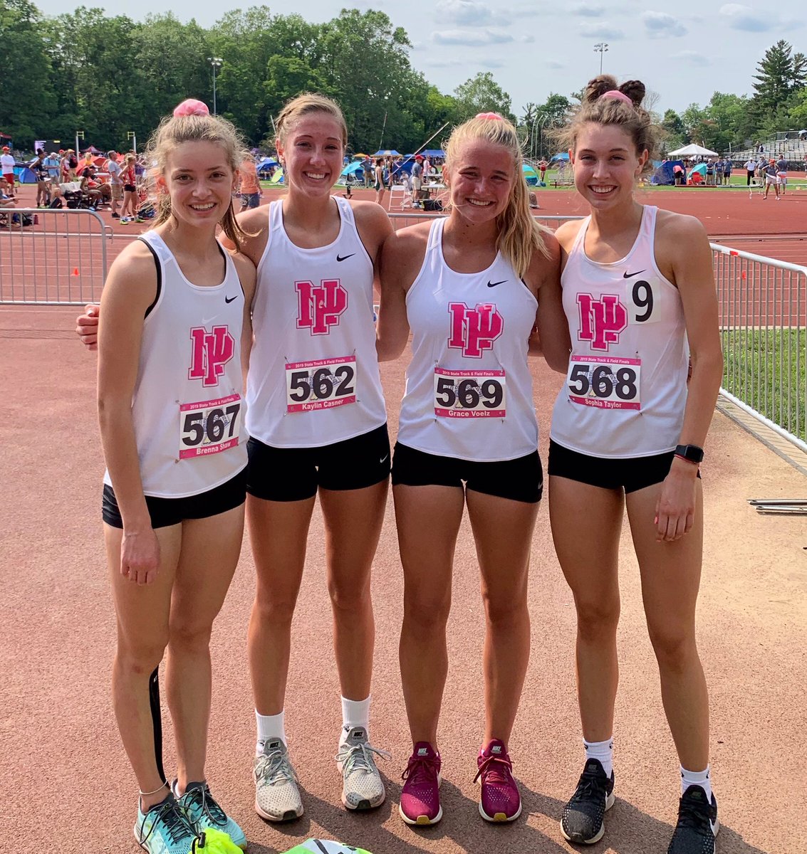 NPHStrack1's tweet photo. 🚨 SCHOOL RECORD ALERT🚨 but more importantly...

🏅ALL-STATE MEDALISTS!!!! 🏅

Brenna Shaw, Kaylin Casner, Grace Voelz and Sophia Taylor finish 9th @ @IHSAA1 State and shatter the school record by 7 seconds 💨

#NewPalProud #SchoolRecord #GrindTime https://t.co/uCTVksqWms