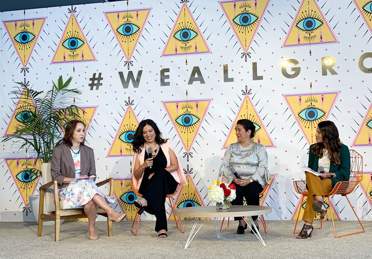 The #LatinaWorth “Preparing Today for a Stronger Financial Future” luncheon is underway at #WeAllGrow. Xochtil Leon, @WellsFargo head of Hispanic segment strategy is speaking on today’s panel about financial health and diverse small businesses   @xochoak