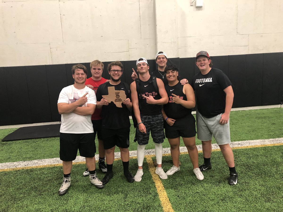 Blake_W_Dunham's tweet photo. Proud of these guys! Took 1st place in The Hardin Simmons Lineman Challenge and qualified for the State Championship! @ArgyleStrength @TheTalonNews @argylefootball https://t.co/zQasgf9LAS