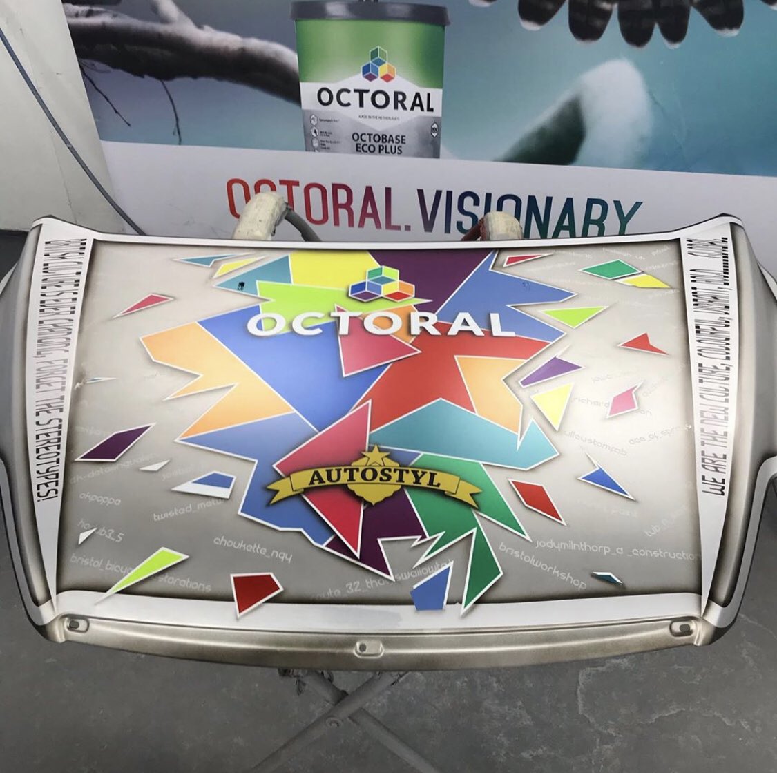 aydeecee12's tweet photo. How cool is the paintwork on this bonnet? Proud to have mine and Harleyβs Instagram name on the finished piece too! Good luck! πππΌπ #Autostyl #Cornwall #custom #Octoral #competition https://t.co/swR1BtckpL