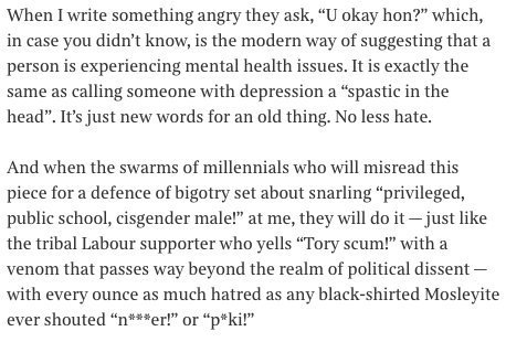 But please, don't judge poor Giles Coren too harshly! He's a sensitive soul... he thinks criticism of him is as bad as racist abuse. Sure, Giles. Anything you say. 