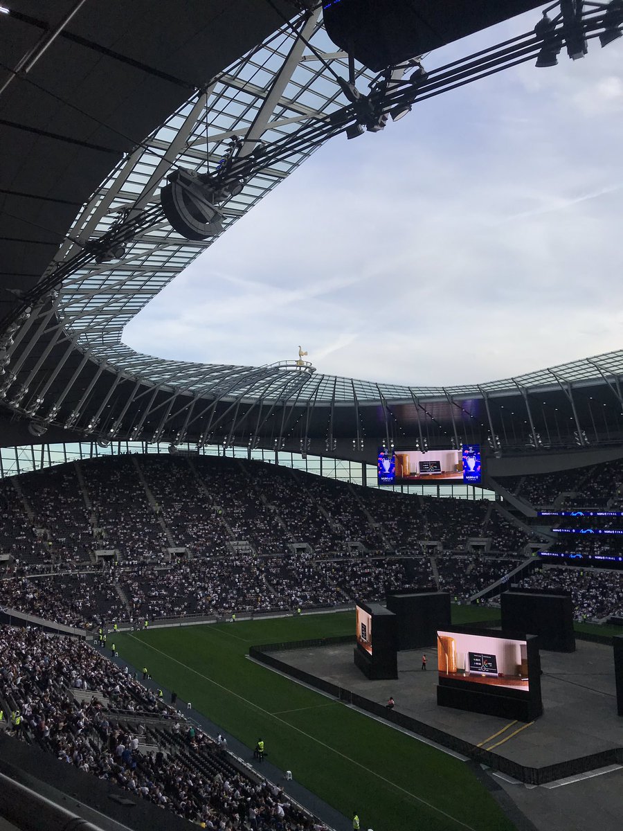 staceycutten1's tweet photo. I may have been showered by the spit of the shouty man behind me, but at least I got to see the new stadium 🤣 #Spurs #UCLFinal19 #WhiteHartLane https://t.co/yx97W5pFCH