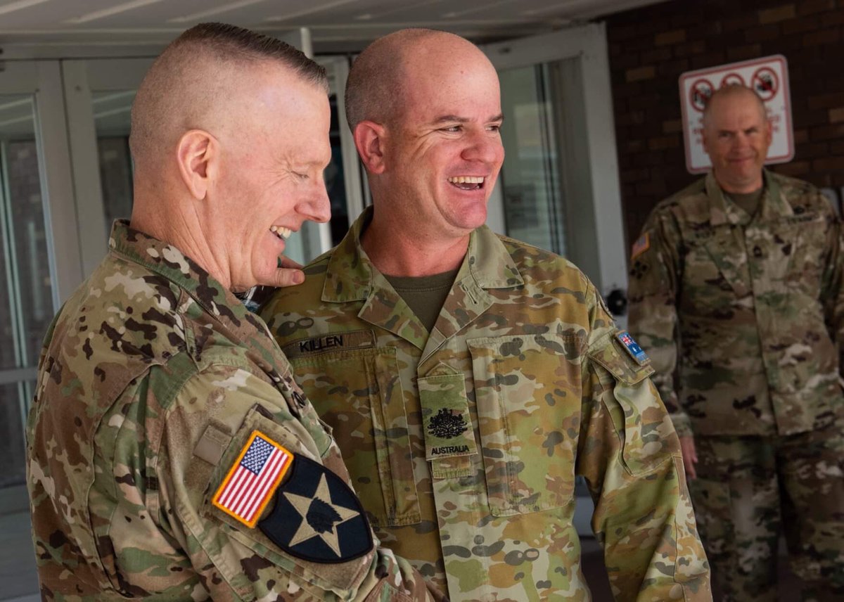 WO1_USASMA's tweet photo. May 28, the Senior Enlisted Advisor to the Chairman of the Joint Chiefs of Staff, CSM Troxell briefed SMC Class 69. After the brief WO1 Killen had the opportunity to chat to the SEAC about Australia’s world class training areas. 
DoD Photo by US Army Sgt J. McCann https://t.co/ykC7AXnKy6