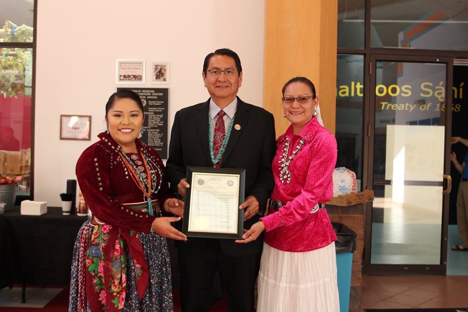 NezForAZ's tweet photo. Today, the Navajo Nation Museum unveiled the third original copy of the Navajo Treaty of 1868 with the federal government, during a ceremony that brought together our Nation’s leaders. We welcome the public to view the treaty at the Navajo Nation Museum until June 8th. Ahe’hee’ https://t.co/C7RLjsk4jw