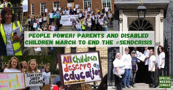 SpcialNdsJungle's tweet photo. NEW POST: People power! Parents and disabled children march to end the #SENDcrisis. We’ve gathered images, tweets and video from the day families flooded the centre of towns and cities to demand action https://t.co/0mDiqNUorM https://t.co/E6DrTbeu6u