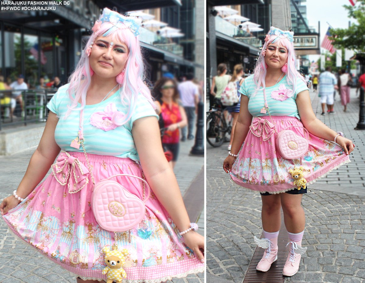 DMVHarajuku's tweet photo. Sweet style with cute accessories. Jasmine is wearing a Polly Pocket top, Bodyline skirt and Polly Pocket handbag with Rilakkuma charm. 

Happy International Lolita Day! #dcharajuku #hfwdc #internationallolitaday #harajukufashionwalk #harajukufashionwalkdc Instagram @DMVHarajuku https://t.co/aYxy640rEJ