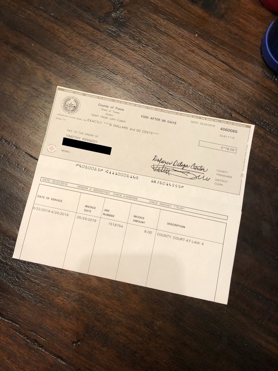 TimKennedyMMA's tweet photo. Let this be a reminder as to what the government thinks you are owed for a days wages. $6 a day.... one more thing. This is considered taxable income so ensure you claim it on your personal income tax. 
#socialism #communism #juryduty #jury #democracy #constitutionalrepublic https://t.co/rPFBfYLxlM