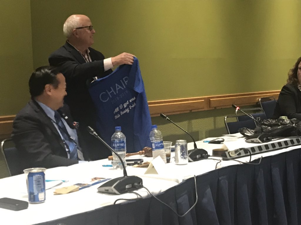 DaxK's tweet photo. Changing of the guard for the ASCO RCF. Ed Kim passes the gavel to David Waterhouse. It is a privilege to work alongside so many talented people to realize a reality where care delivered in the context of a clinical trial is the norm. https://t.co/uN2eikQ6De